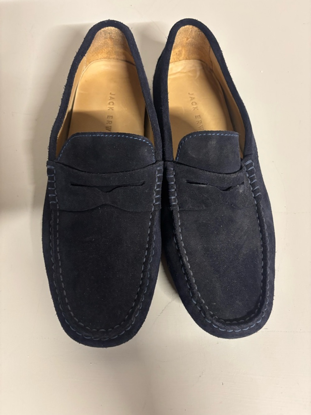 Men's Jack Erwin Navy Suede Penny Loafers